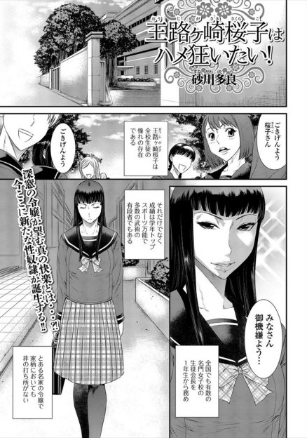 【エロ漫画】清楚な黒髪お嬢様の趣味はトイレの公衆便所で肉便器すること！知らない男たちと輪姦乱交セックス二穴ファックされるJKｗｗｗ
